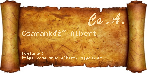 Csarankó Albert névjegykártya