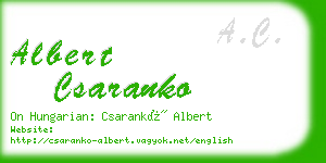 albert csaranko business card